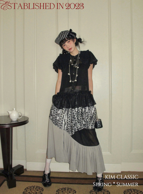 KIM Classic「Sprout」定制面料小众风格波点蕾丝天丝百褶半裙