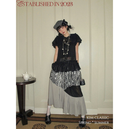 KIM Classic「Sprout」定制面料小众风格波点蕾丝天丝百褶半裙