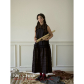 「Quinoa」日本面料 KIM Classic 拼接百褶边50羊毛背心连衣裙