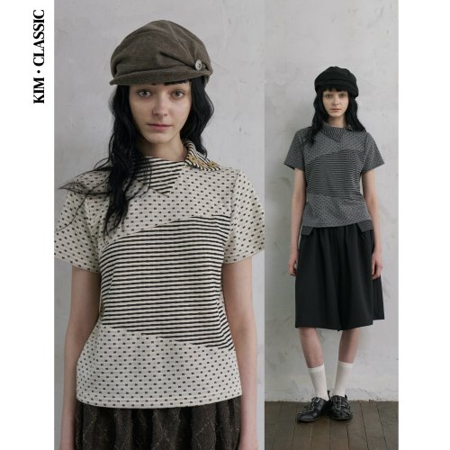 KIM Classic「Canopy」条纹小图标翻领纽扣tee