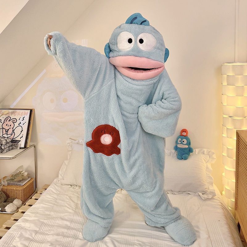 睡衣女款2025新款丑鱼汉顿丑鱼连体可爱睡衣珊瑚加厚保暖冬季卡通