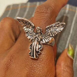 Gothic Vintage Disssed Angel Silver Color Ring Ancient Silve