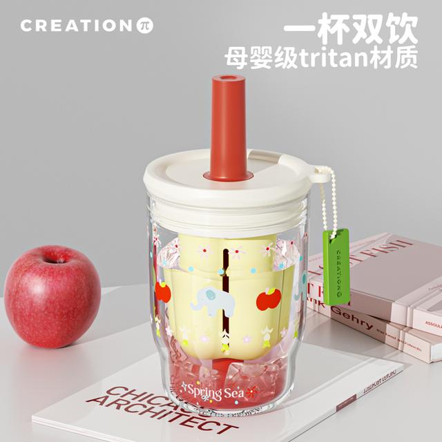 wanwu/万兀吸管杯女生高颜值2025新款可爱杯子耐高温便携塑料水杯