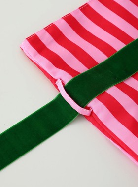 Striped Christmas Santa Sack Reusable Canvas Candy Gift Bag