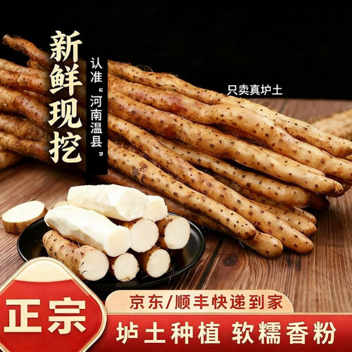 河南焦作温县正宗垆土铁杆紫怀淮山铁棍山药礼盒装新鲜官方旗舰店