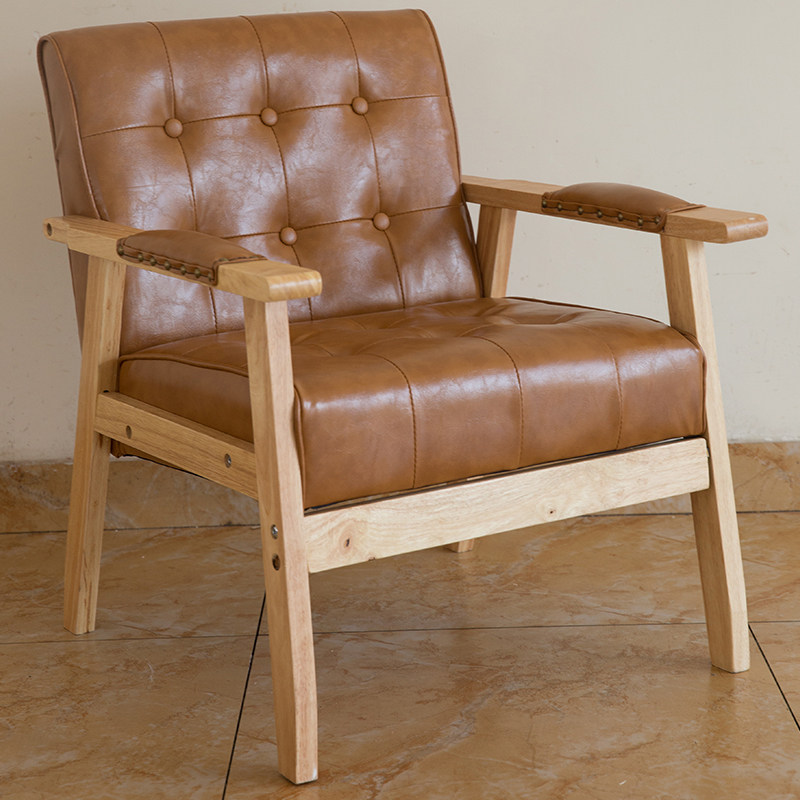 实木单人沙发椅家用北欧阳台休闲靠背小椅子卧室单椅客厅扶手座椅