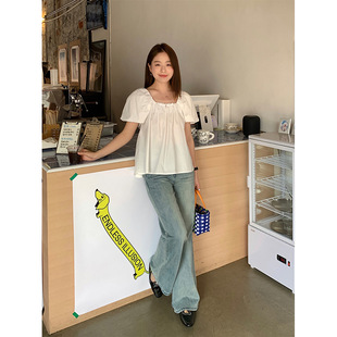 广州十三行新中式 女2025休闲纯色衬衣 国风盘扣方领短袖 衬衫
