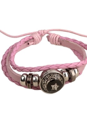 夜光日月恋人时光宝石手链男女通用复古手工多层串珠编织皮革手链