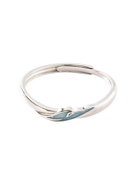 蓝色流云戒指女ins小众设计轻奢感开口食指戒简约云朵指环