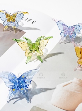 蝴蝶琉璃戒指灵动小众淄博琉璃单品配饰送礼摆摊国风潮流元素独特