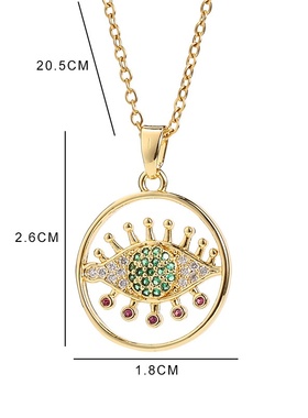 欧美跨境亚马逊爆款饰品钛钢锁骨链彩色锆石眼睛吊坠恶魔之眼项链