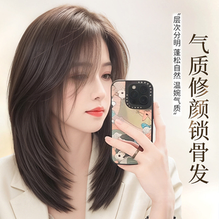 假发女全头套锁骨发减龄波波头自然无痕隐形整顶仿真发中长假发套