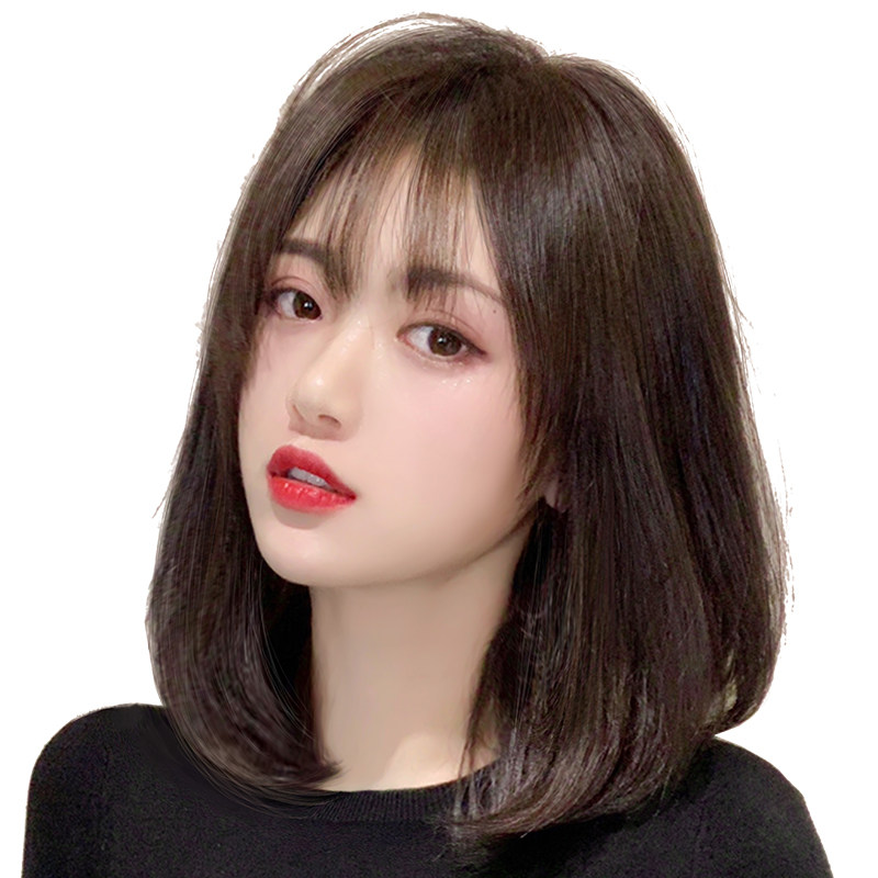 假发女长发全真人发2021年全头套时尚新款发型真发锁骨短发波波头