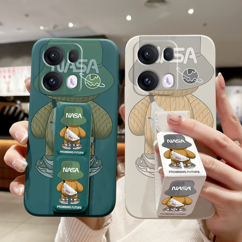 适用OPPOReno14Pro手机壳全包防摔Reno13背包熊Reno12/11/10Pro+磁吸支架Reno9/8/7SE折叠腕带个性男女潮牌款