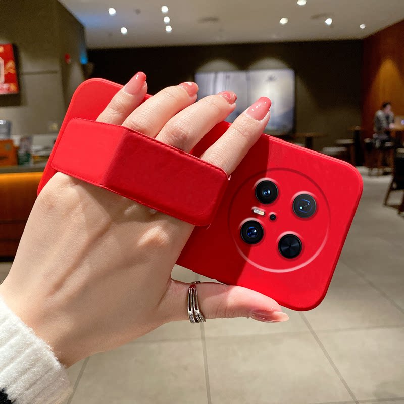 适用于华为Mate80ProMax手机壳简约纯色Mate70极简风mate60Pro+磁吸支架Mate50EPr/P40/30折叠腕带款硅胶软壳