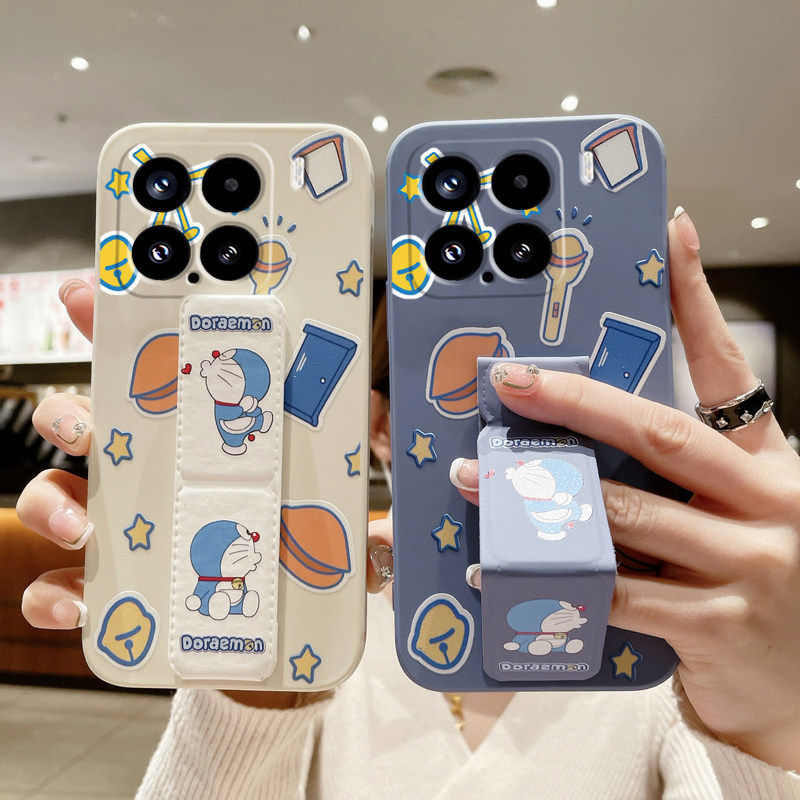 可爱卡通适用于小米17Ultra手机壳17ProMax/15Pro/14哆啦A梦13Pro磁吸支架12S全包防摔11男女折叠腕带Civi5Pr