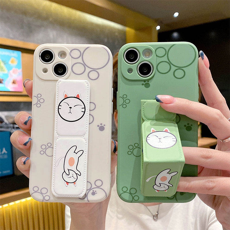 适用于苹果17ProMax手机壳16/15/14手机壳13慵懒小猫咪iPhone13Pro磁吸桌面支撑架苹果12Pro/11/XS防摔腕带套
