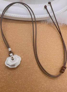 足银999祥云锁盘缠转运珠腊绳项链小众设计感锁骨链送女友礼物