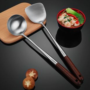 防烫炒菜厨师用勺大号汤勺 锅铲304不锈钢加长柄炒铲炒勺家用套装
