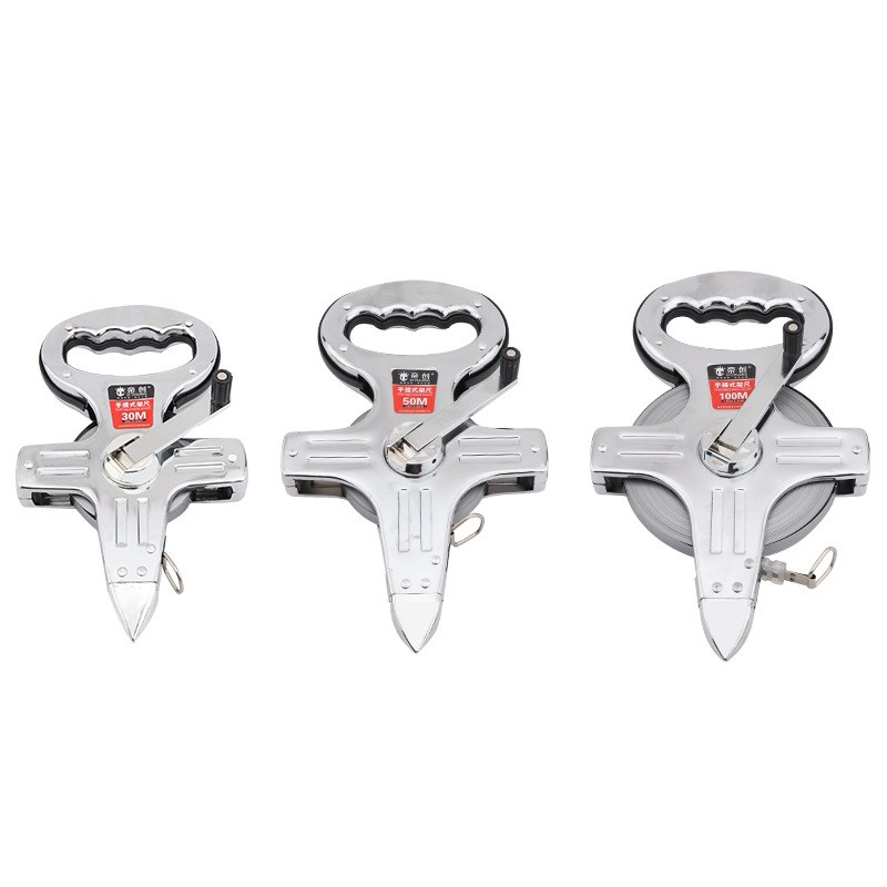 十字长卷便携小铁架手提尺30米50米10Q0米卷尺手摇架子尺