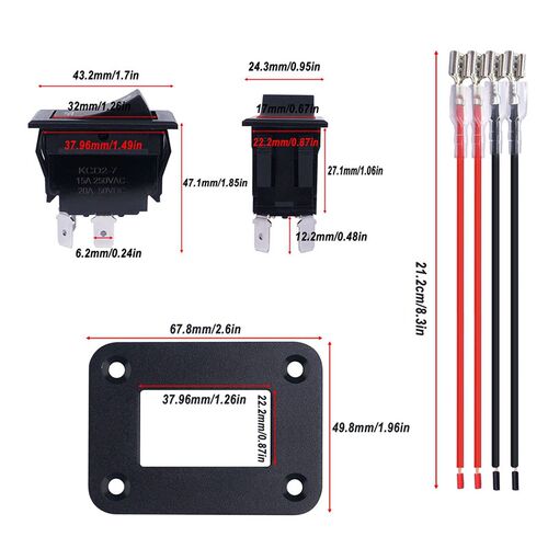 直销船型开关KCD2-7 拨动开关 4针DPDT 20A 12V 直流面板翘板开关