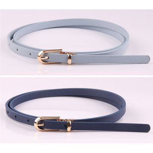 蓝色细皮带女款时尚装饰毛衣腰带藏青色配裙子腰带百搭简约细裙带