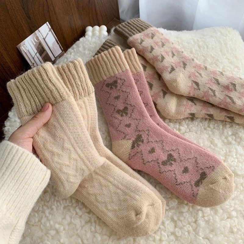 袜子女中筒秋冬款加厚保暖加绒超厚抗寒冬天超厚袜子地板袜③