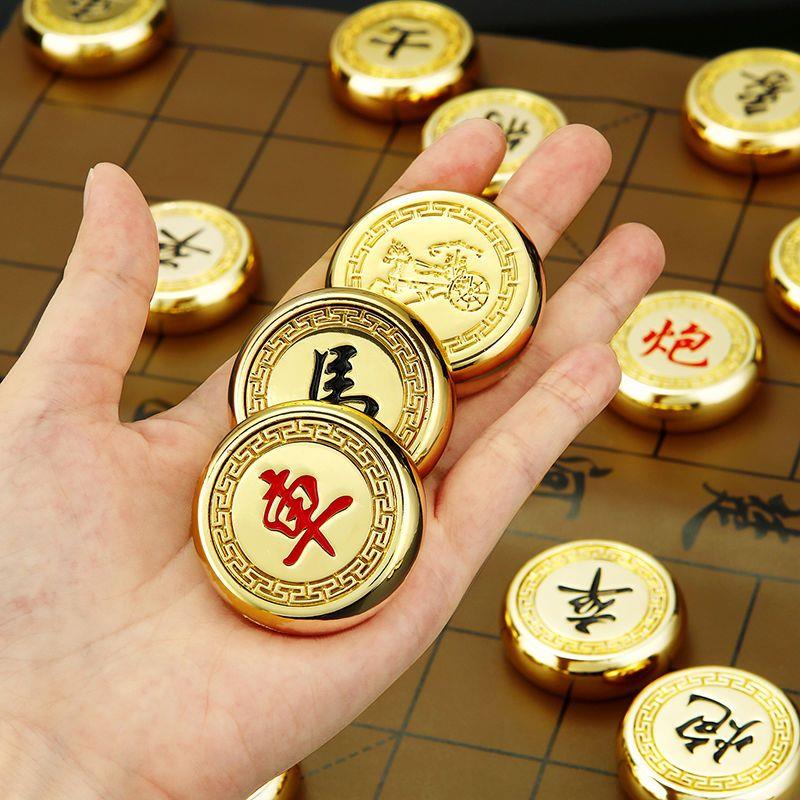 金属实心古铜色中国象棋