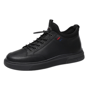 男鞋冬季2026年新款潮加绒保暖大码皮鞋男款真皮软底百搭休闲鞋子