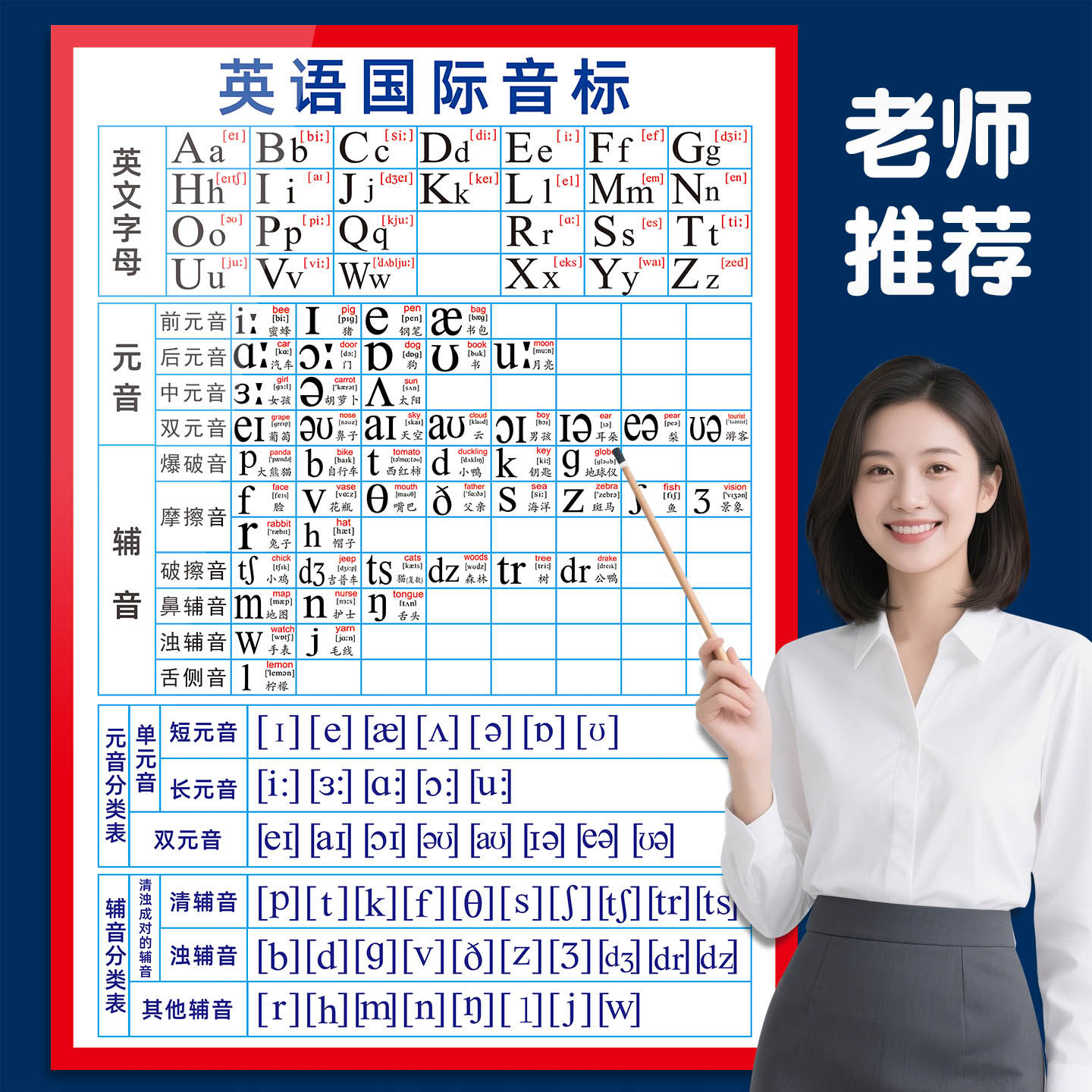 英语小学生防水背胶墙贴画