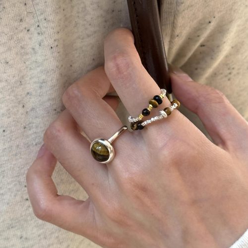 琥珀开口可调节戒指925纯银百搭