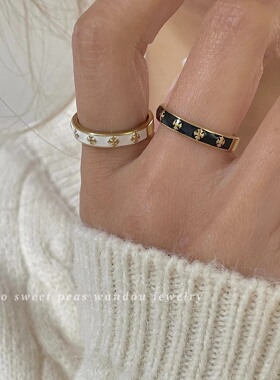 豌豆饰物女滴釉十字架戒指不掉色