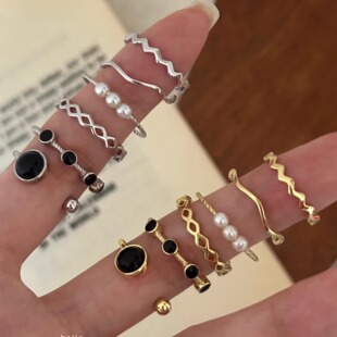 纯银小众设计感叠戴高级感食指戒女简约百搭时尚戒指系列组合套装