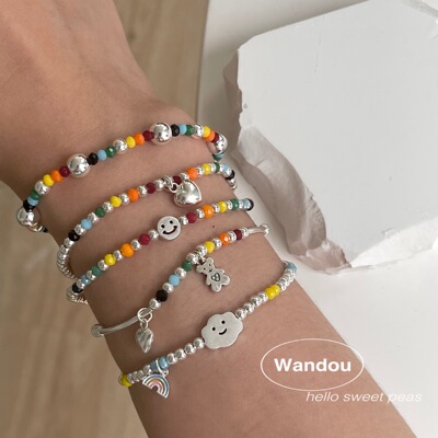 豌豆饰物纯银纯手工ins小众笑脸