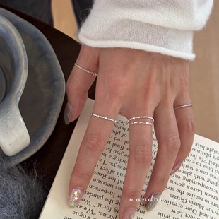 925纯银叠戴软链条戒指女细款精致高级感轻奢气质指环2024新款爆