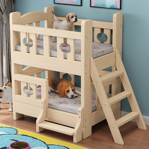 狗窝猫窝双层狗床实木金毛宠物窝四季通用狗垫猫垫狗床用品木质