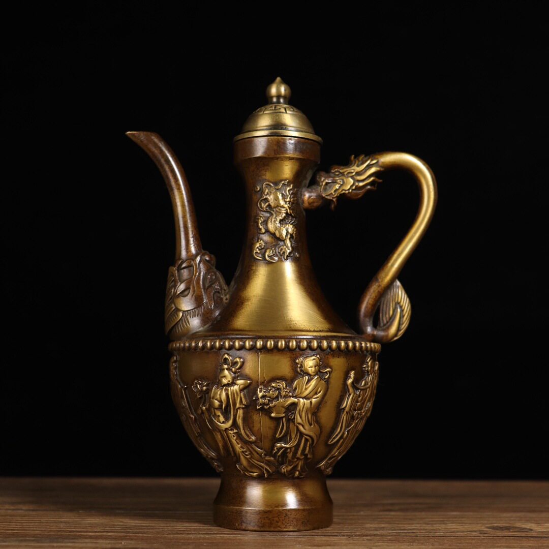 古韵斋 仿古铜八仙酒壶 铜壶摆件 家居装饰创意礼品工艺品