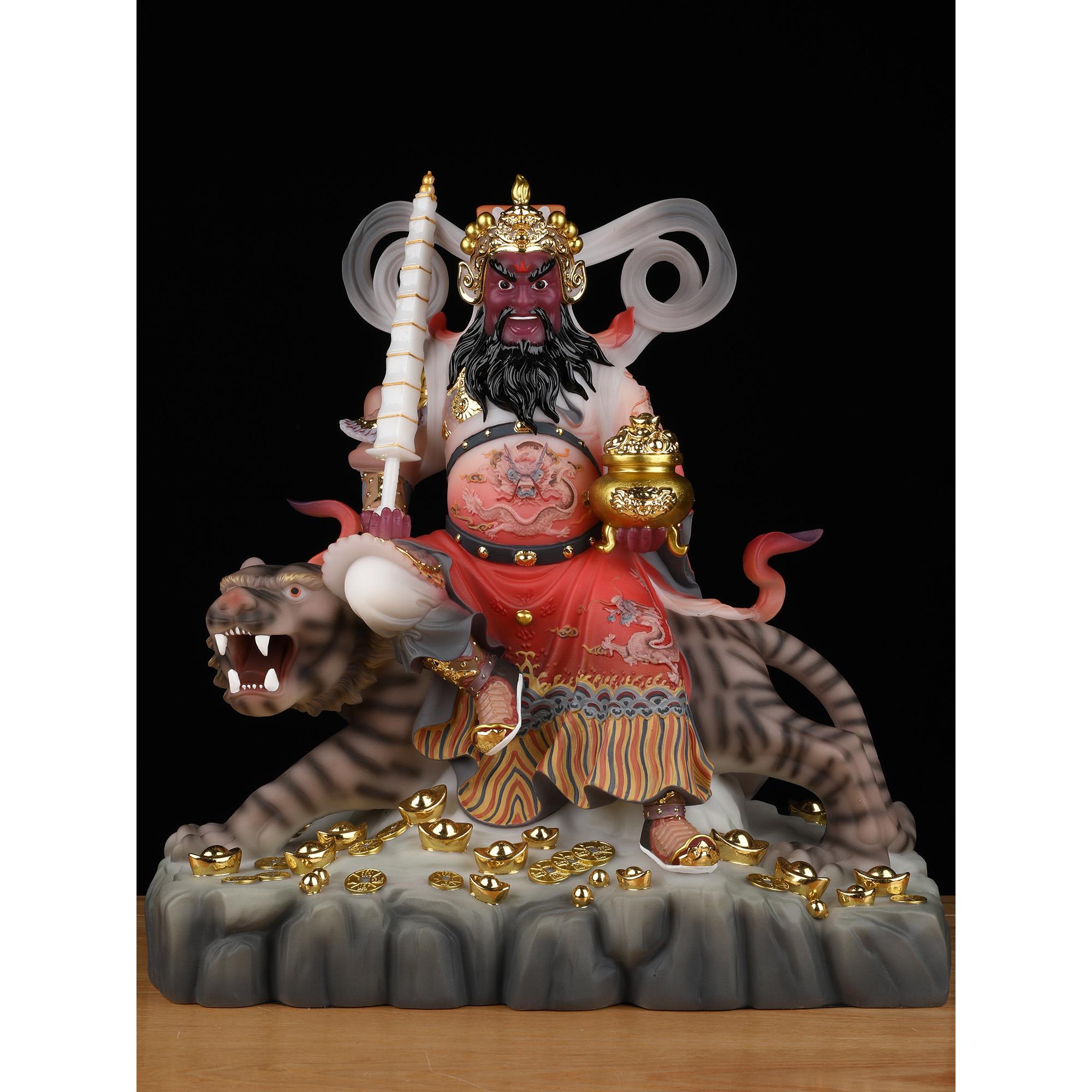 汉白玉武财神赵公明神像佛堂客厅办公室店铺家用供奉佛像真身摆件