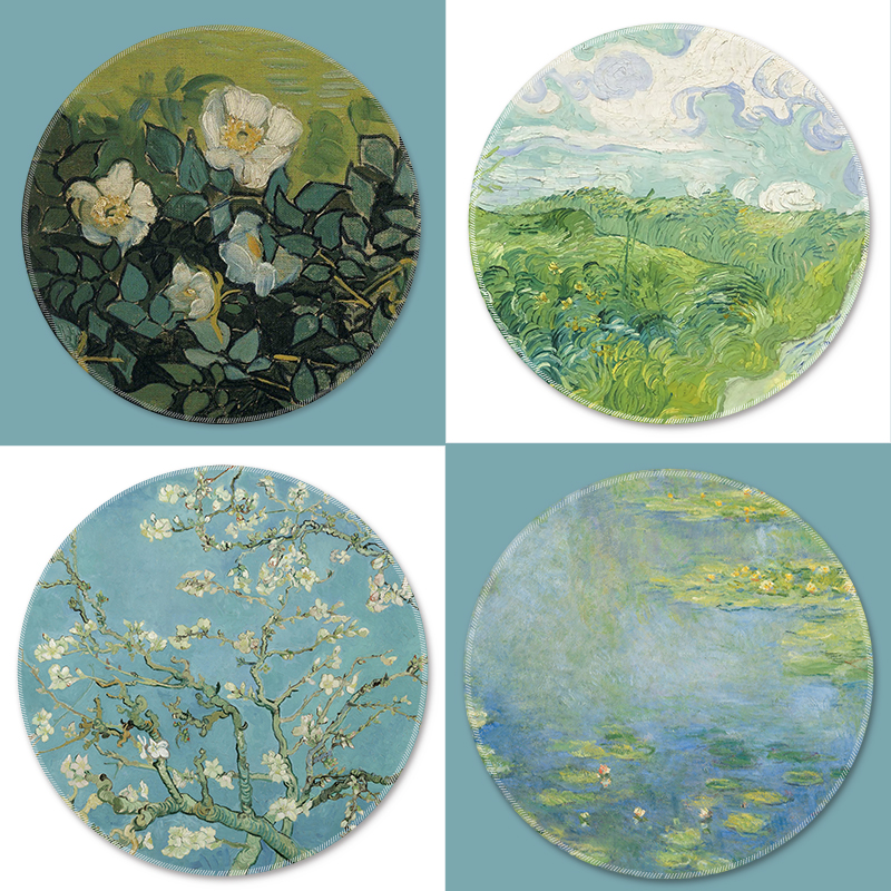 简约清新水彩画 圆形小号锁边鼠标垫