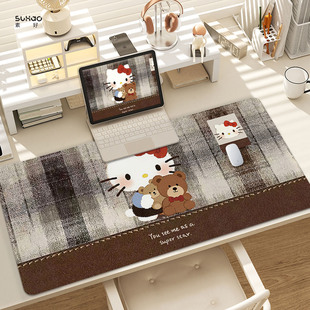 可爱凯蒂猫鼠标垫超大女复古ins风办公桌垫电竞宿舍滑鼠垫子防滑