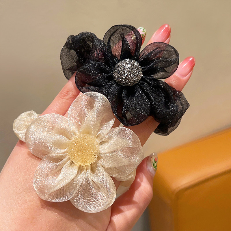 网纱太阳花朵发圈丸子头马尾发绳头花扎头发皮筋ins头绳发饰头花