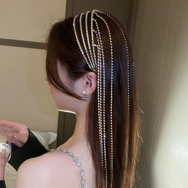 流苏发箍网红2025新款超仙女闪钻头箍发捆发卡高级感夏季压发头饰