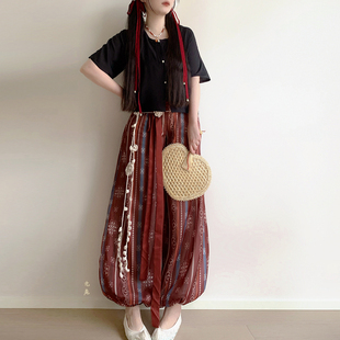 云熏阁原创【暮色】汉服女唐制圆领衫改良灯笼裤松紧腰日常套装夏