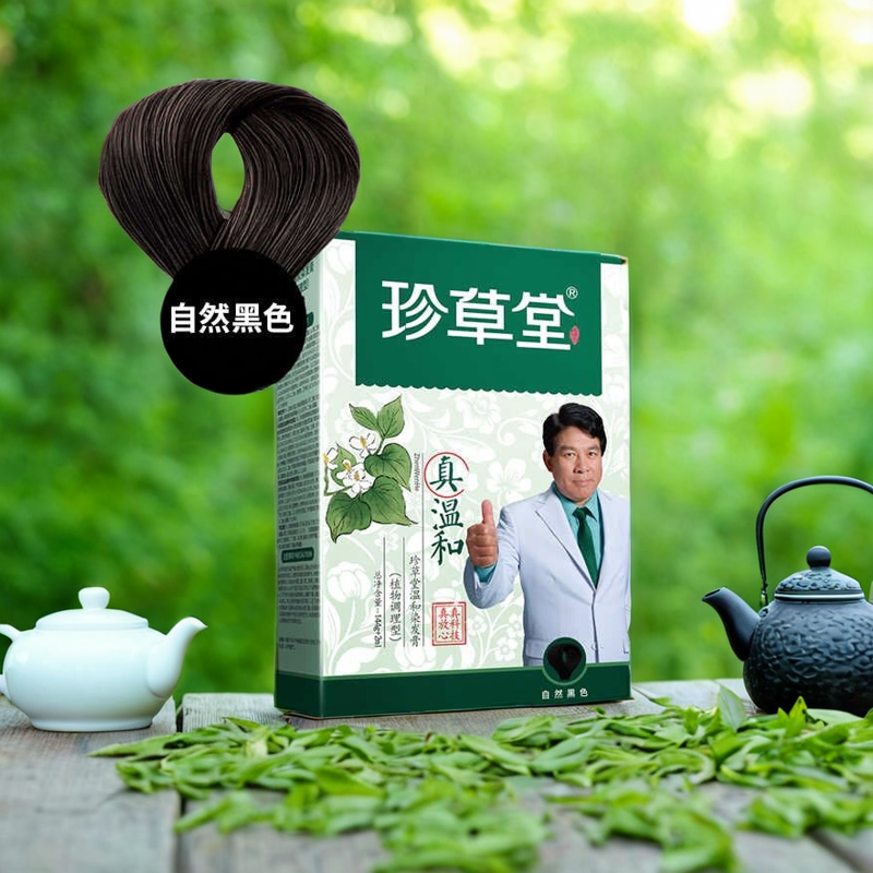 珍草堂女多爱染发剂中老年人专家染发膏男流行爆款酒红色2024新款