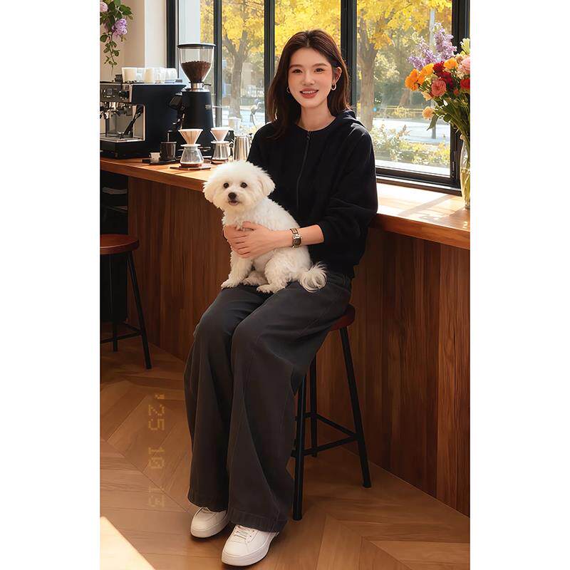 JOYIASS松弛感穿搭冬季两件套装女韩版连帽长袖卫衣搭配高腰遮胯