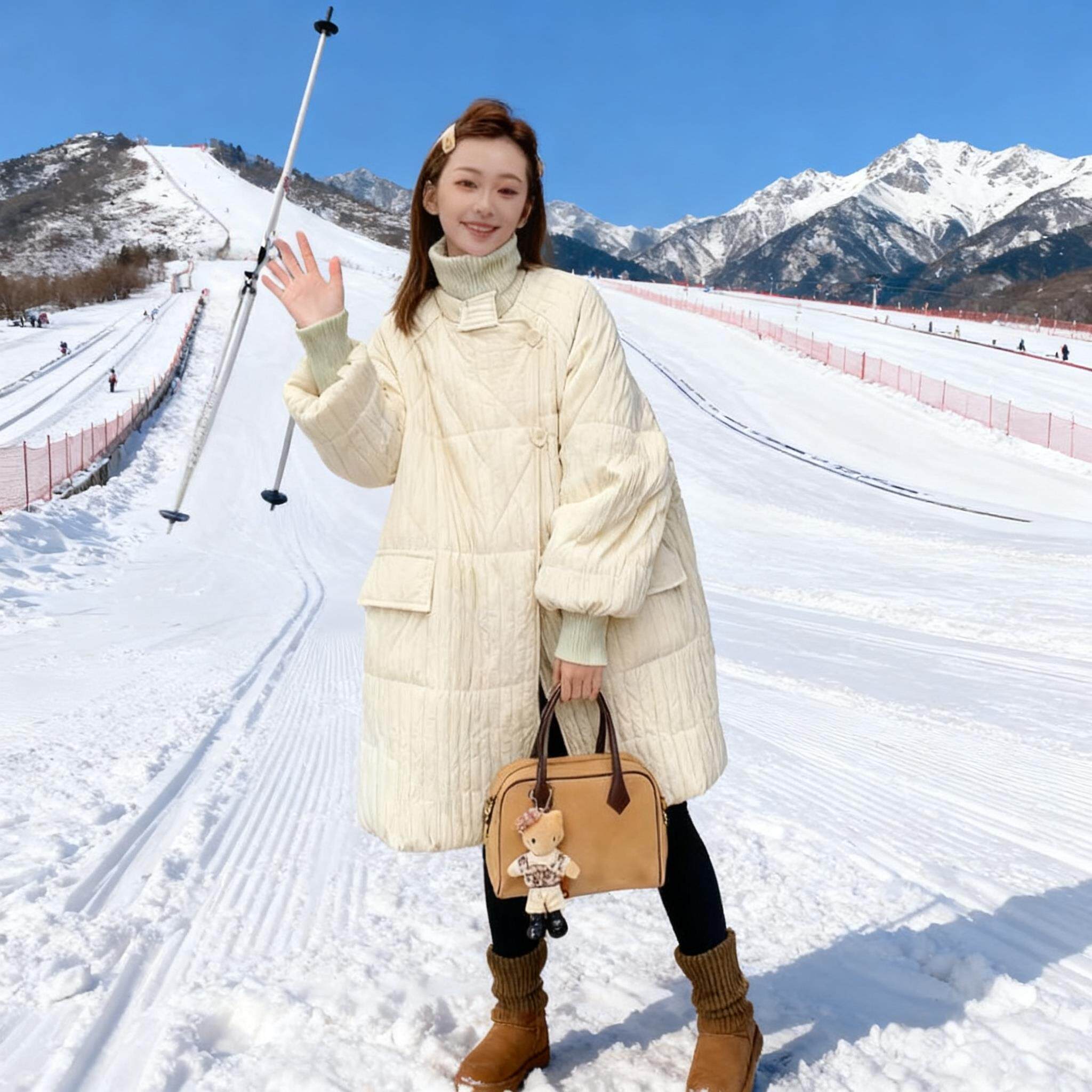 JOYIASS韩系搭配冬季新款气质肌理感中长款服外套女高级感加厚保