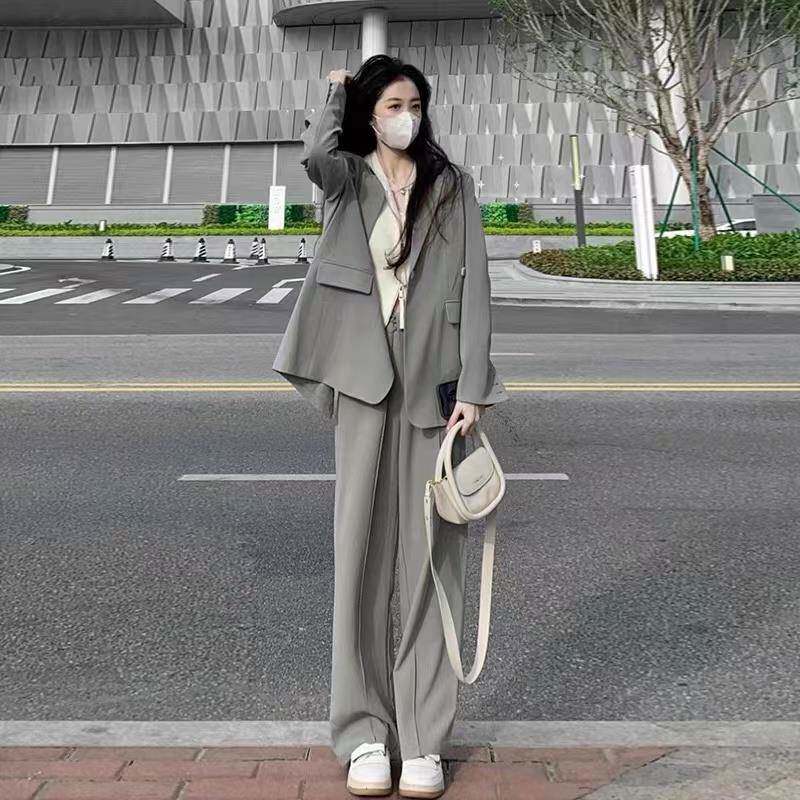 RIERA奶茶灰色小西装外套女装早秋两件套小个子高级感宽松休闲西