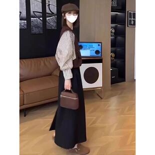 JOYIASS可甜可盐炸街套装女高级感秋季撞色拼接条纹假两件卫衣时