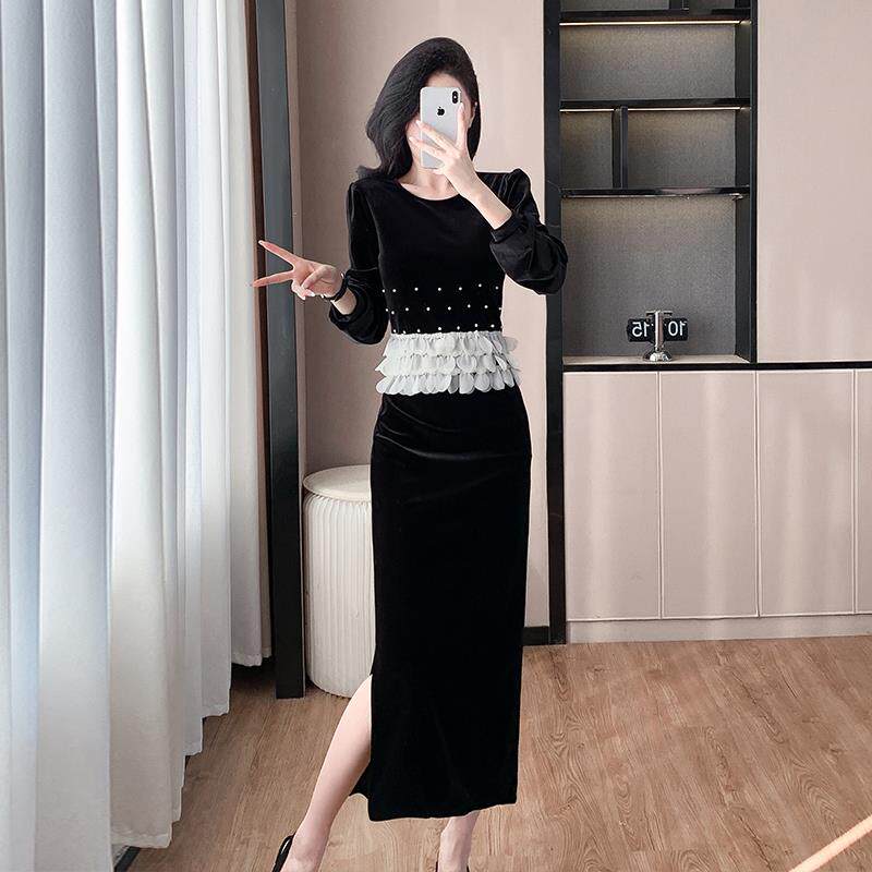 RIERA入秋穿搭一整套丝绒连衣裙套装女秋冬高端精致奢华晚礼服两