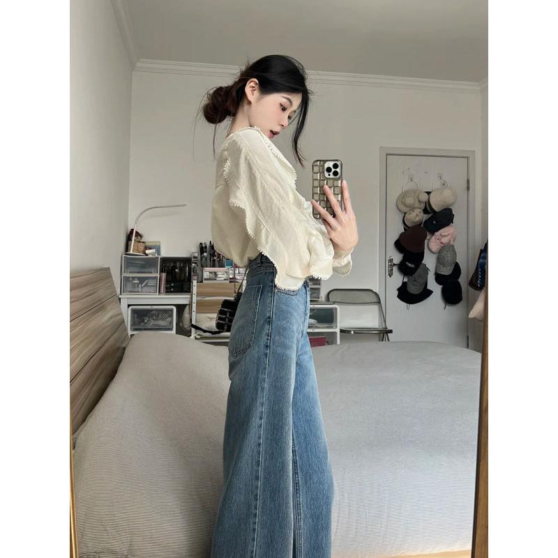 JOYIASS初春季港风覆古茶系穿搭一整套高级感小洋装衬衫牛仔裤两